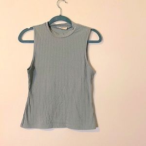 Double Zero Mockneck Blue Tank